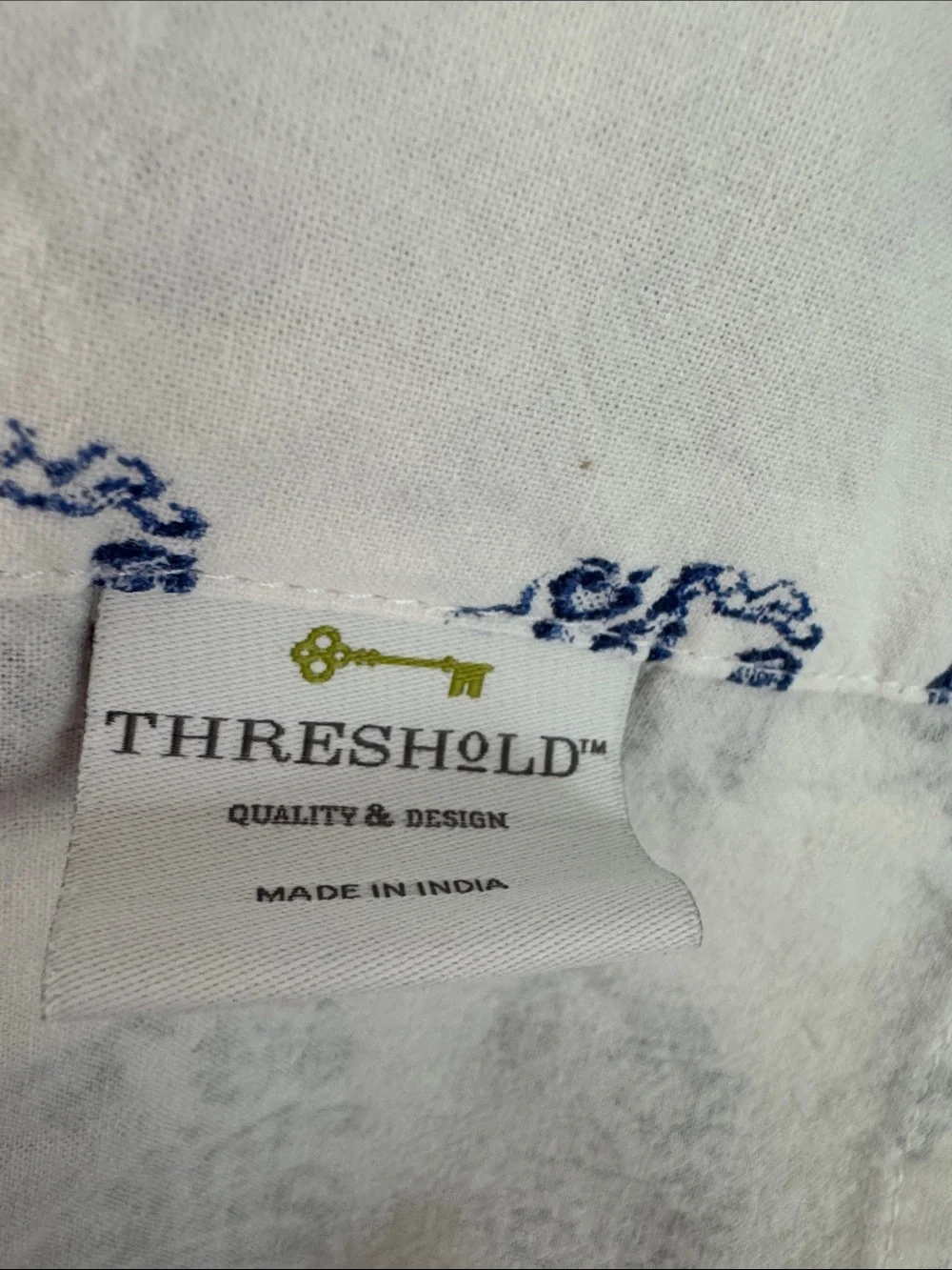 Threshold 63” Royal Blue Paisley on White Tie-up Shade Curtain Panel
